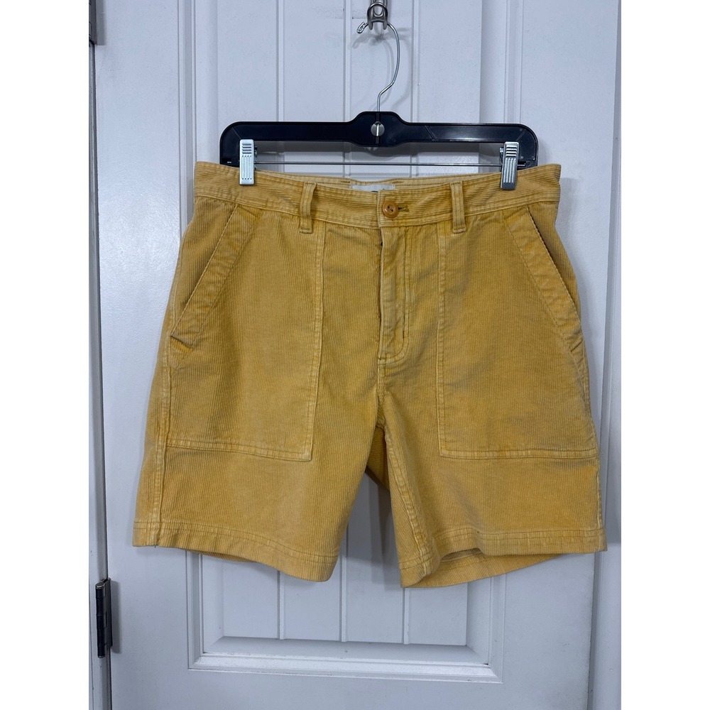 Wellen Mens Corduroy Utility Shorts Mustard Yellow Stretch Cotton Size 31